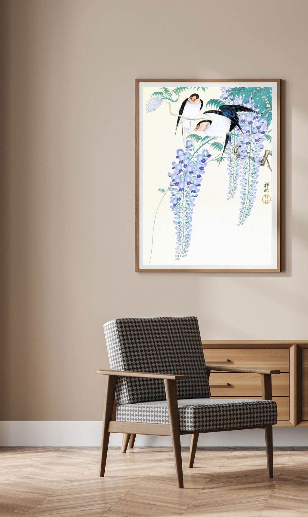 Ohara Koson - Swallows and Wisteria - Hakyarts