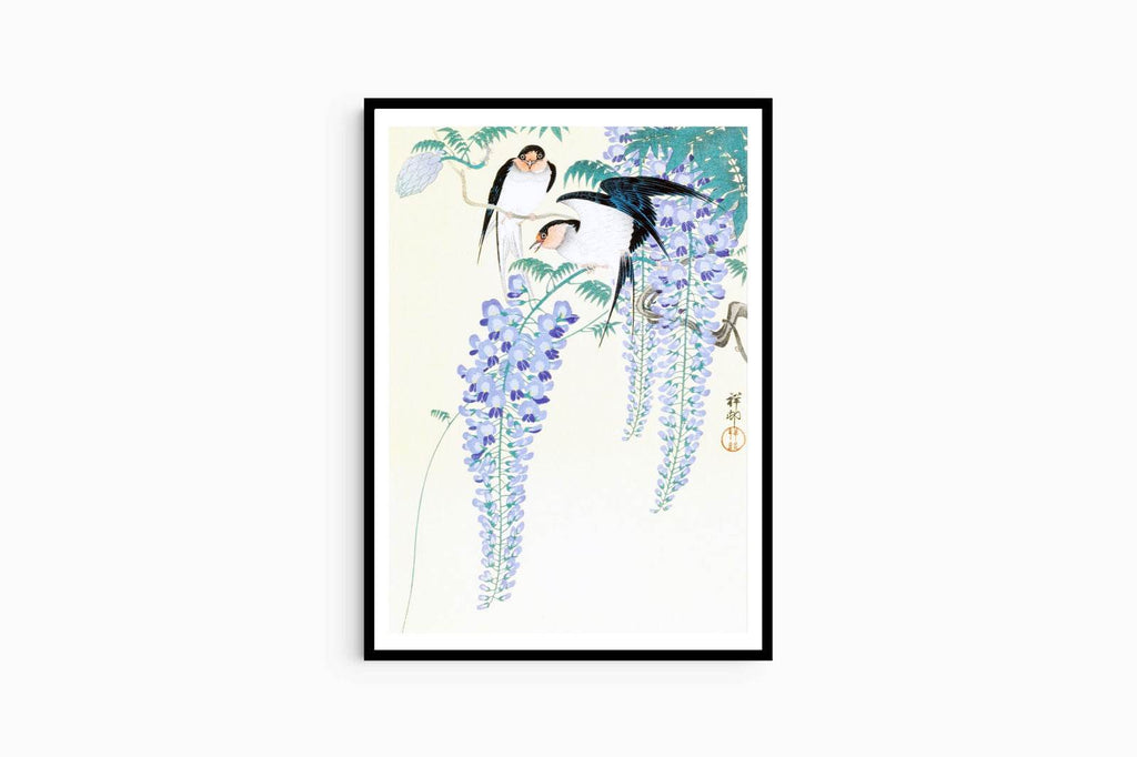 Ohara Koson - Swallows and Wisteria - Hakyarts