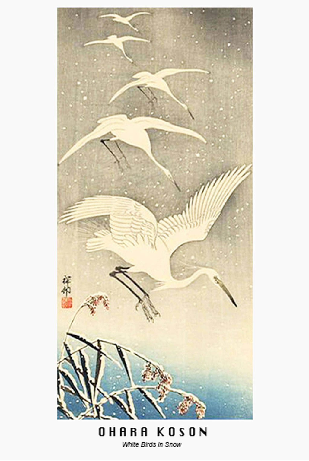 Ohara Koson - White Birds in Snow Poster - Hakyarts