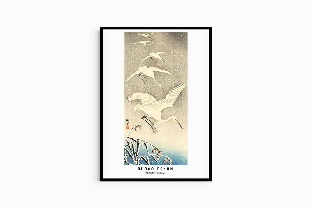 Ohara Koson - White Birds in Snow Poster - Hakyarts