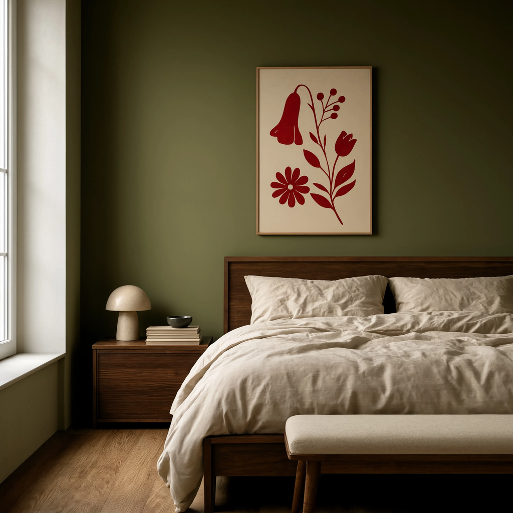 Burgundy Botanical Variation | Contemporary Botanical Wall Art Print