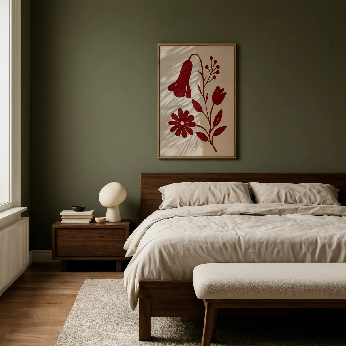 Burgundy Botanical Variation | Contemporary Botanical Wall Art Print