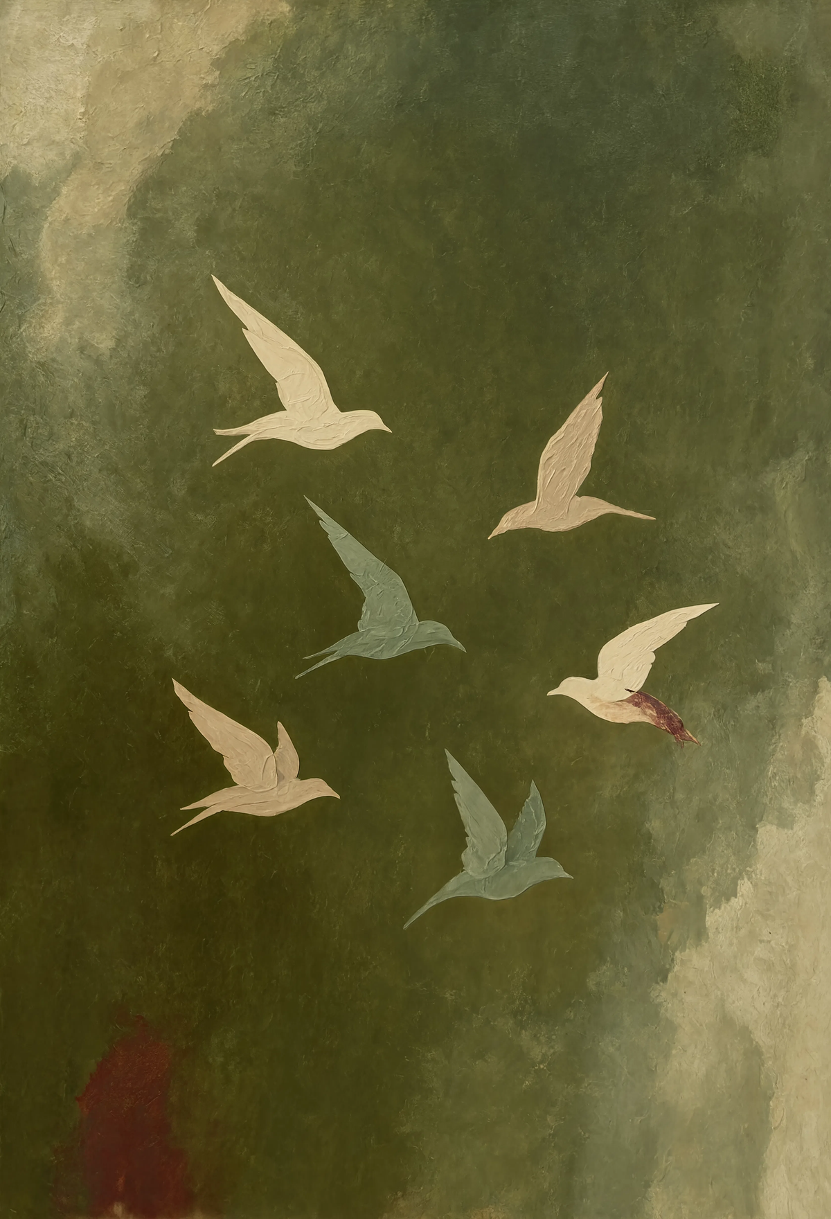 Olive Birds Artwork | Contemporary Nature Wall Art Print