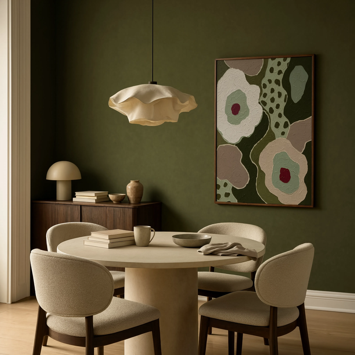 Olive Floral & Leopard Collage II | Contemporary Botanical Wall Art Print