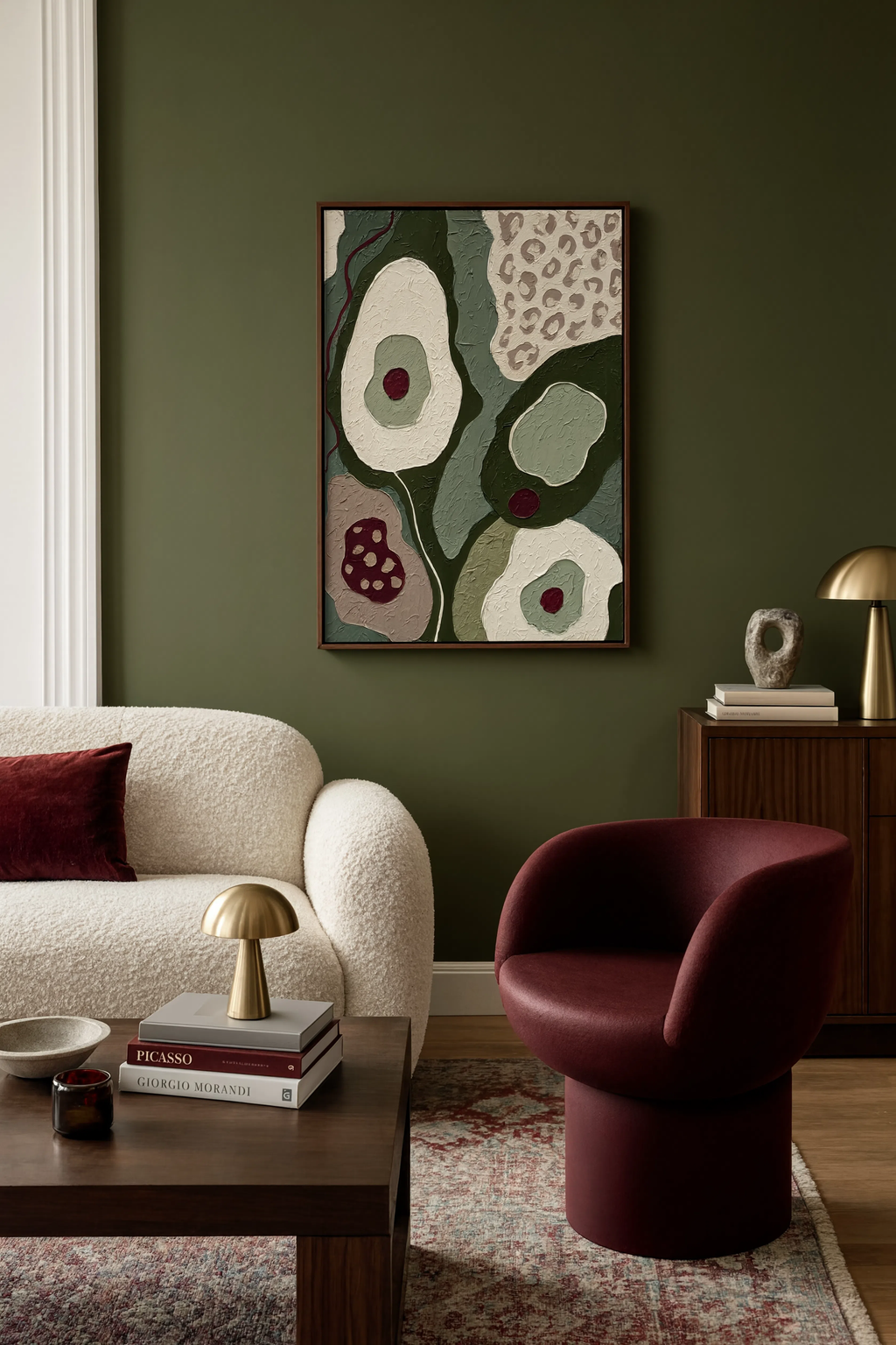 Olive Floral & Leopard Collage I | Contemporary Botanical Wall Art Print