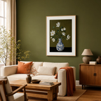 Blossoms in Blue Vase II | Contemporary Floral Wall Art Print