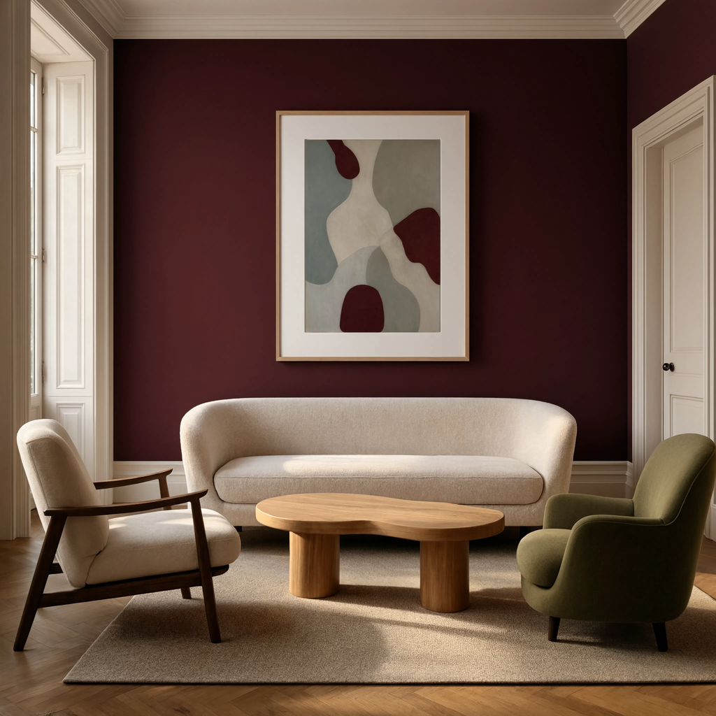Burgundy Abstract Fields | Contemporary Abstract Art Print