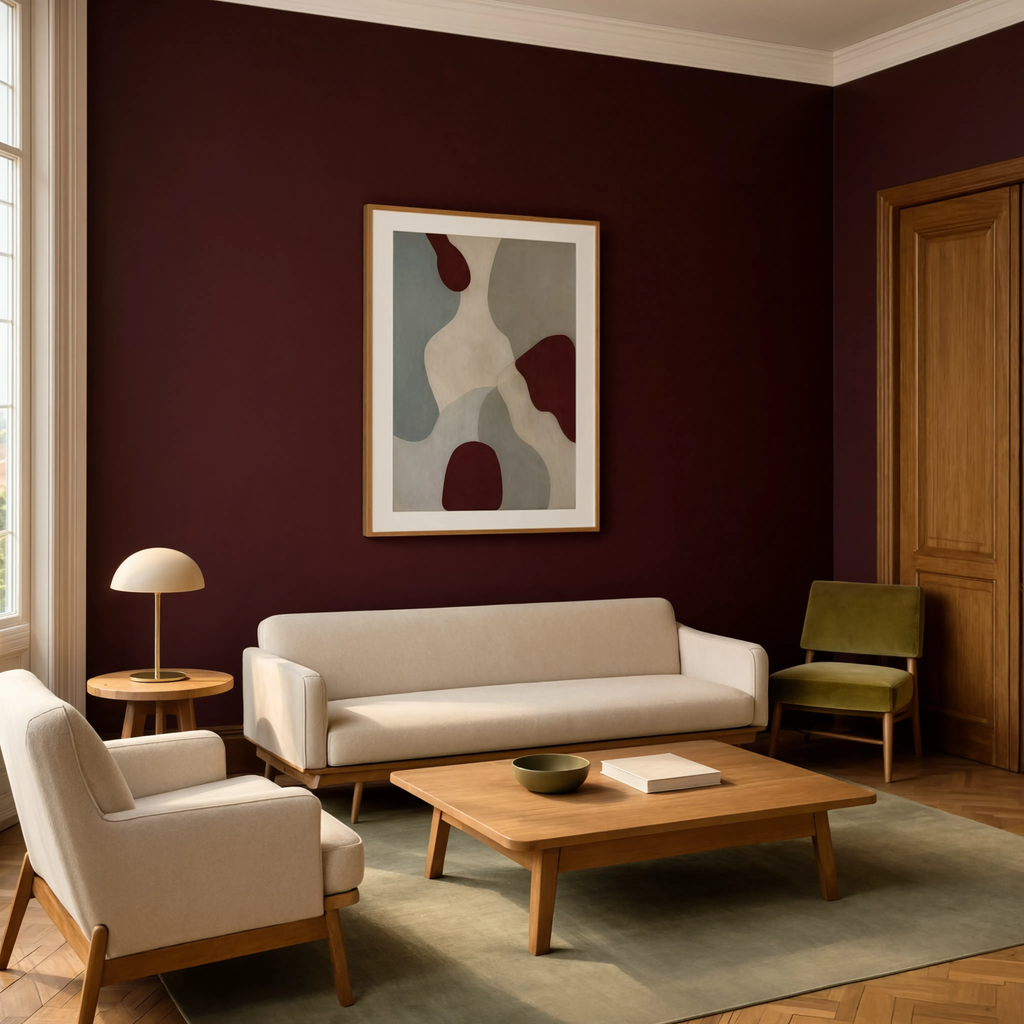 Burgundy Abstract Fields | Contemporary Abstract Art Print