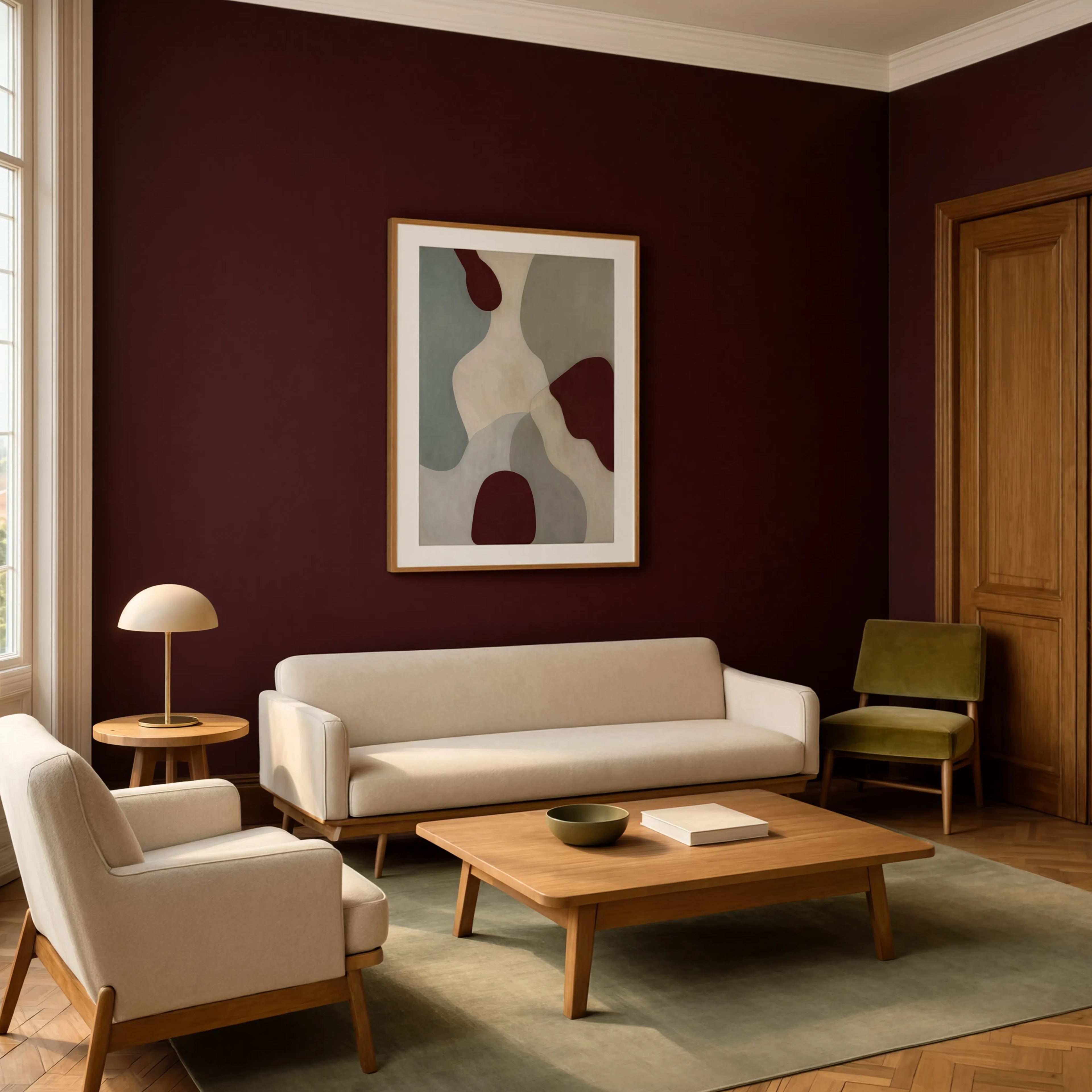 Burgundy Abstract Fields | Contemporary Abstract Art Print