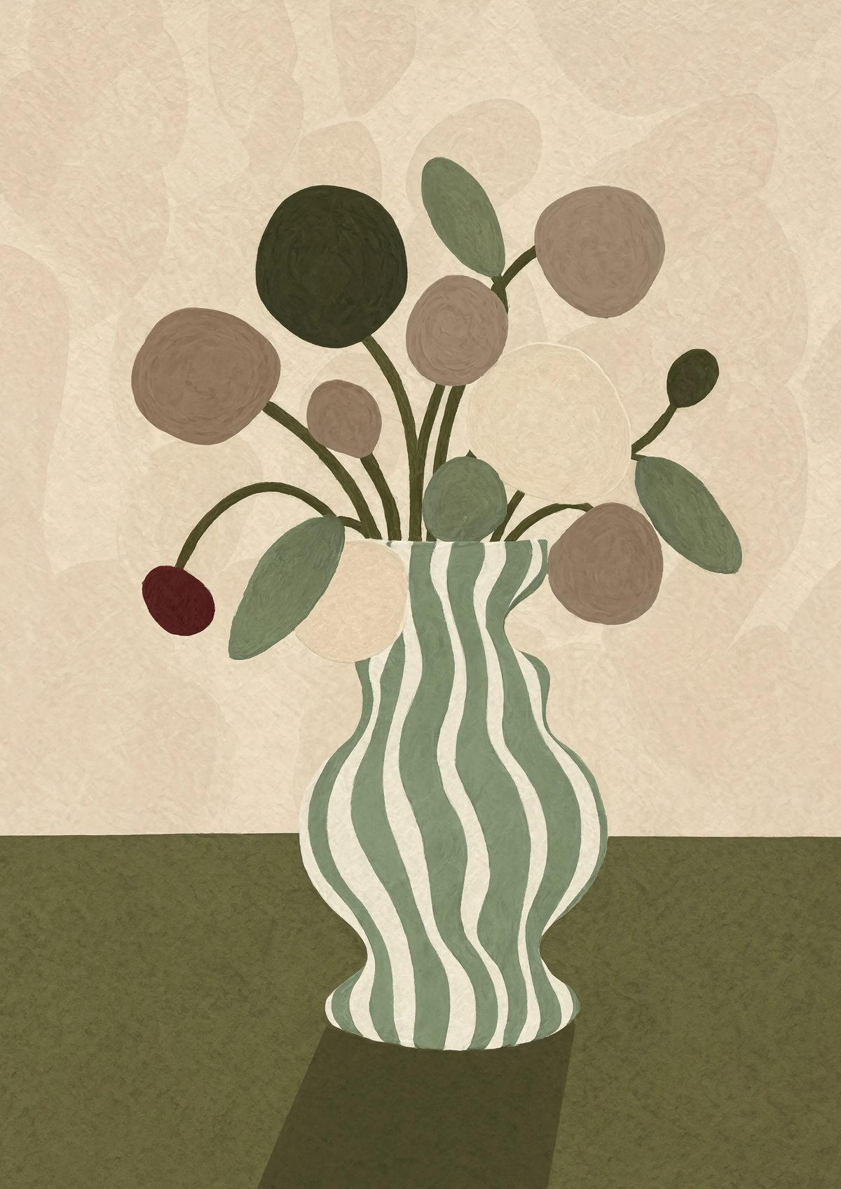 Olive & Cream Still Life II | Contemporary Still Life Wall Art Print