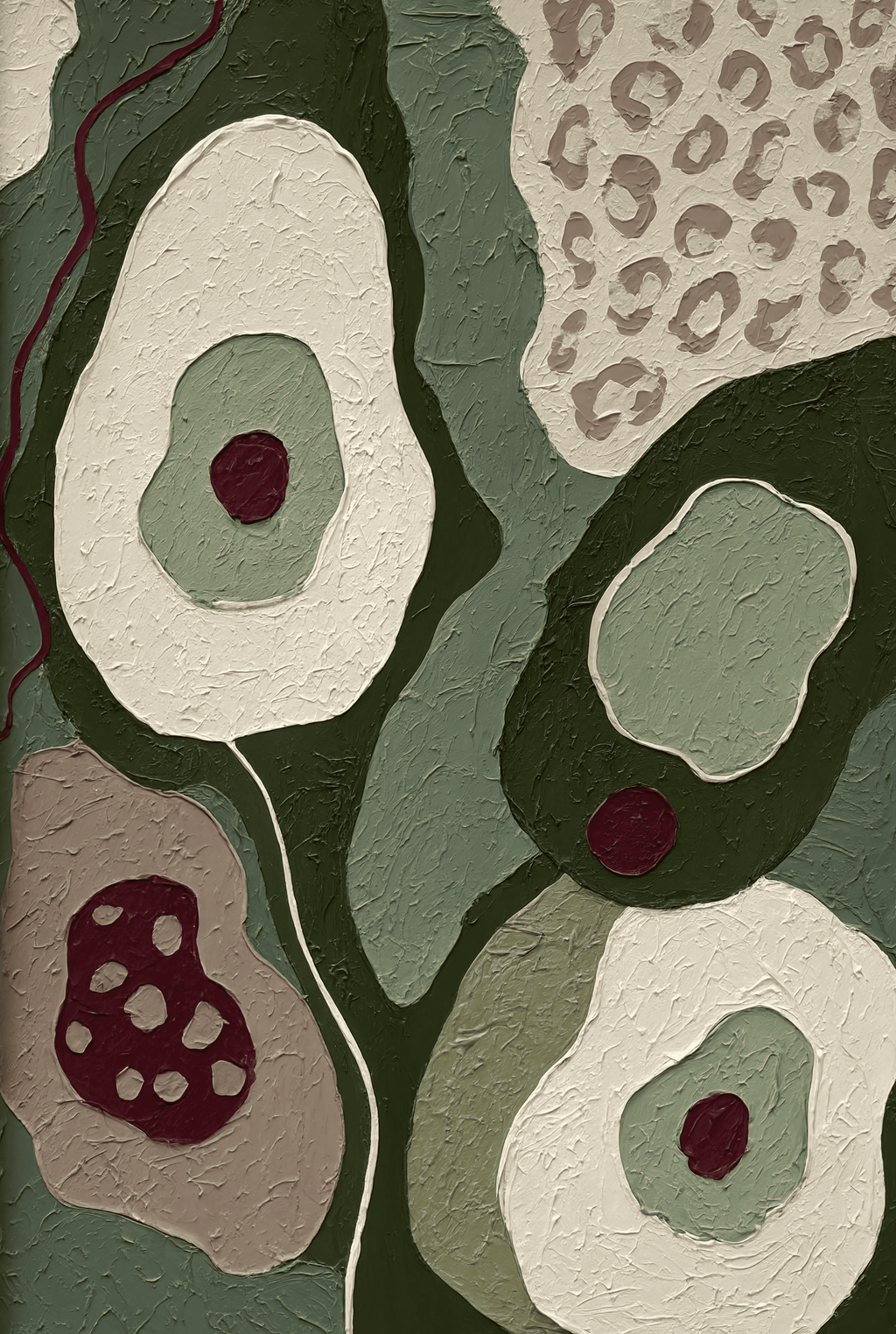 Olive Floral & Leopard Collage I | Contemporary Botanical Wall Art Print