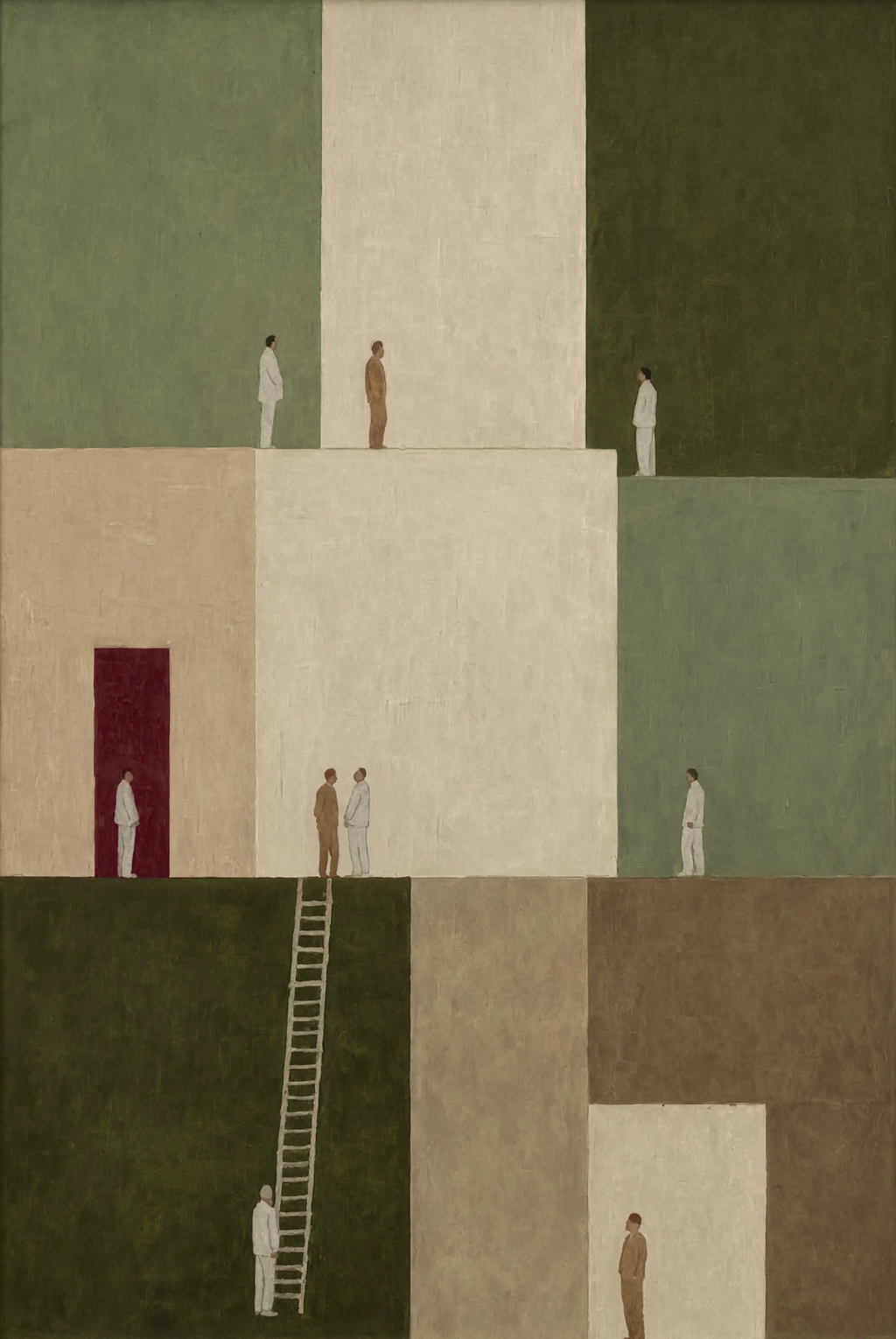 Olive Geometric Figures I | Contemporary Figurative Wall Art Print
