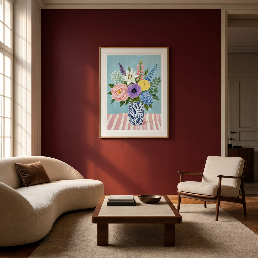 Bouquet with New Flowers I | Contemporary Floral Wall Art Print