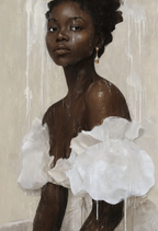 Set of 2 Modern Wall Art Prints | Painterly Portrait of a Black Woman & Cerulean Lines