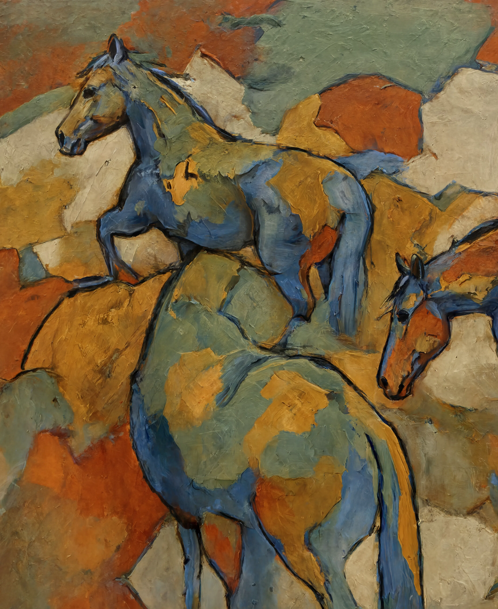 Palette – Blue Horses I | Contemporary Figurative Art Print