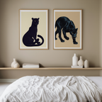 Set of 2 Black Panther Prints – Minimalist Wildlife Wall Art - Hakyarts