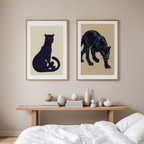 Set of 2 Black Panther Prints – Minimalist Wildlife Wall Art - Hakyarts