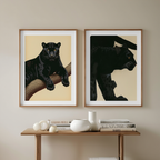 Set of 2 Black Panther Prints – Elegant Minimalist Wall Art - Hakyarts