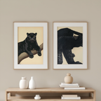Set of 2 Black Panther Prints – Elegant Minimalist Wall Art - Hakyarts