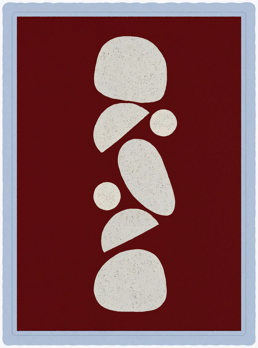 Paper-Cut Forms with Blue Border I | Contemporary Abstract Art Print