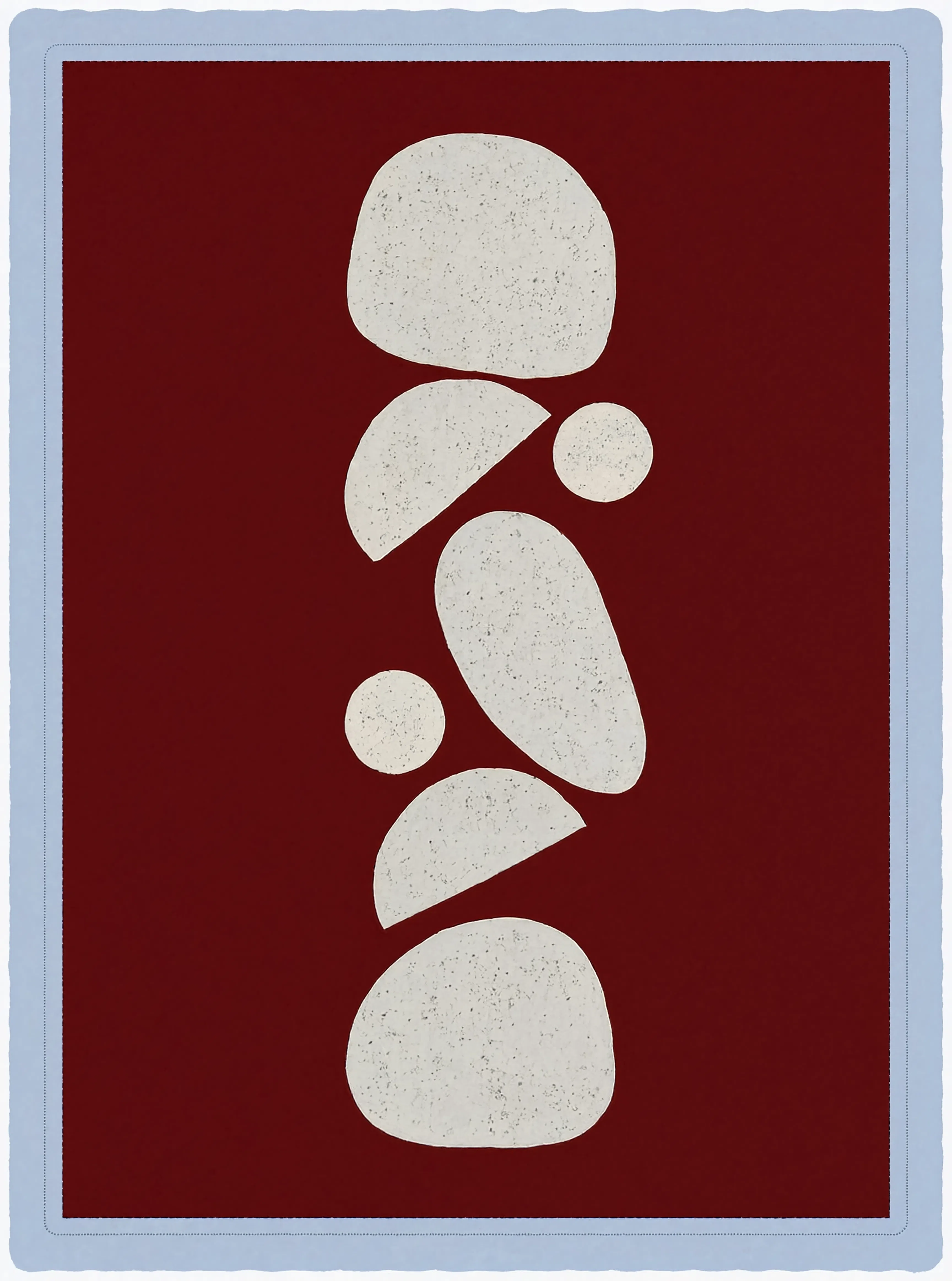 Paper-Cut Forms with Blue Border I | Contemporary Abstract Art Print