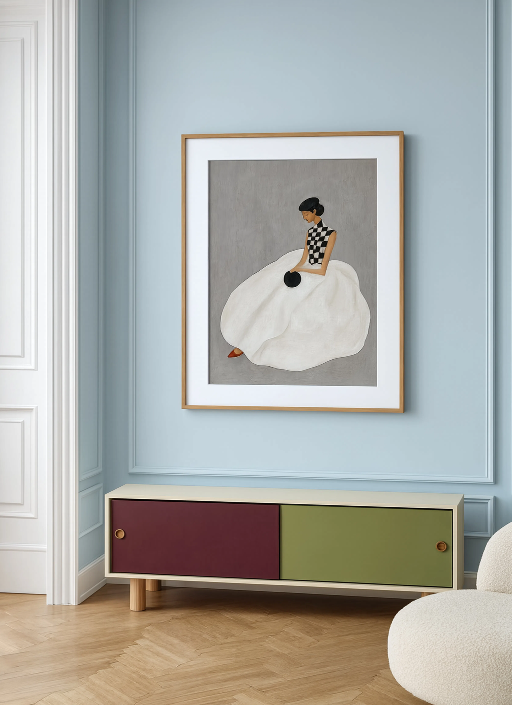 Seated Figure in Cream | Contemporary Figurative Wall Art Print