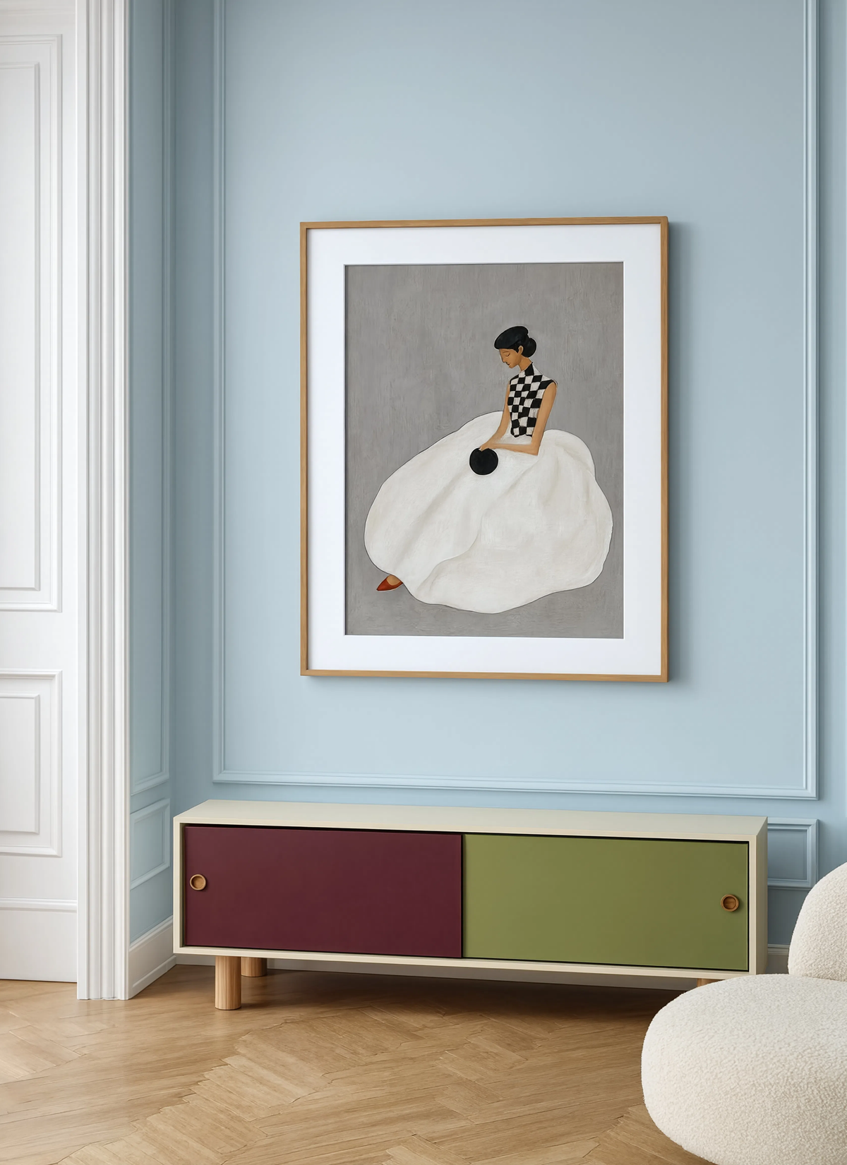 Seated Figure in Cream | Contemporary Figurative Wall Art Print