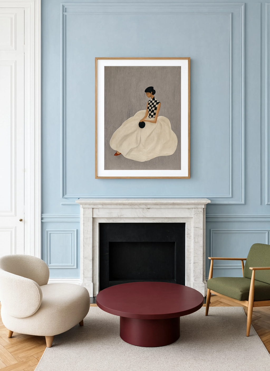 Seated Figure in Cream | Contemporary Figurative Wall Art Print