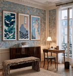 Set of 3 Wall Art Prints – Cozy Nook, Georges Barbier Fémina & Blue Crane Collection