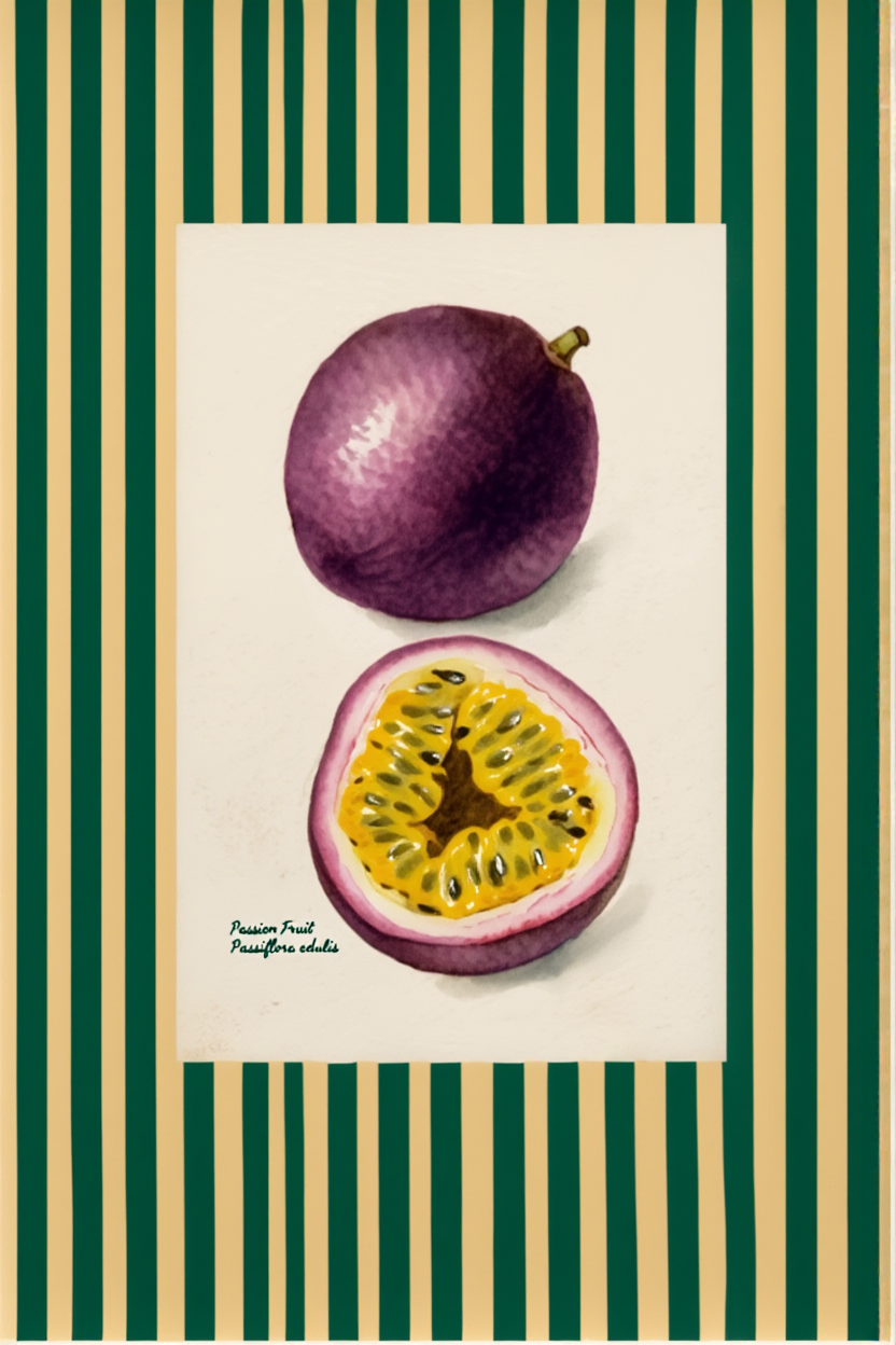 Passion Fruit Botanical – Green – Minimalist Wall Art Print