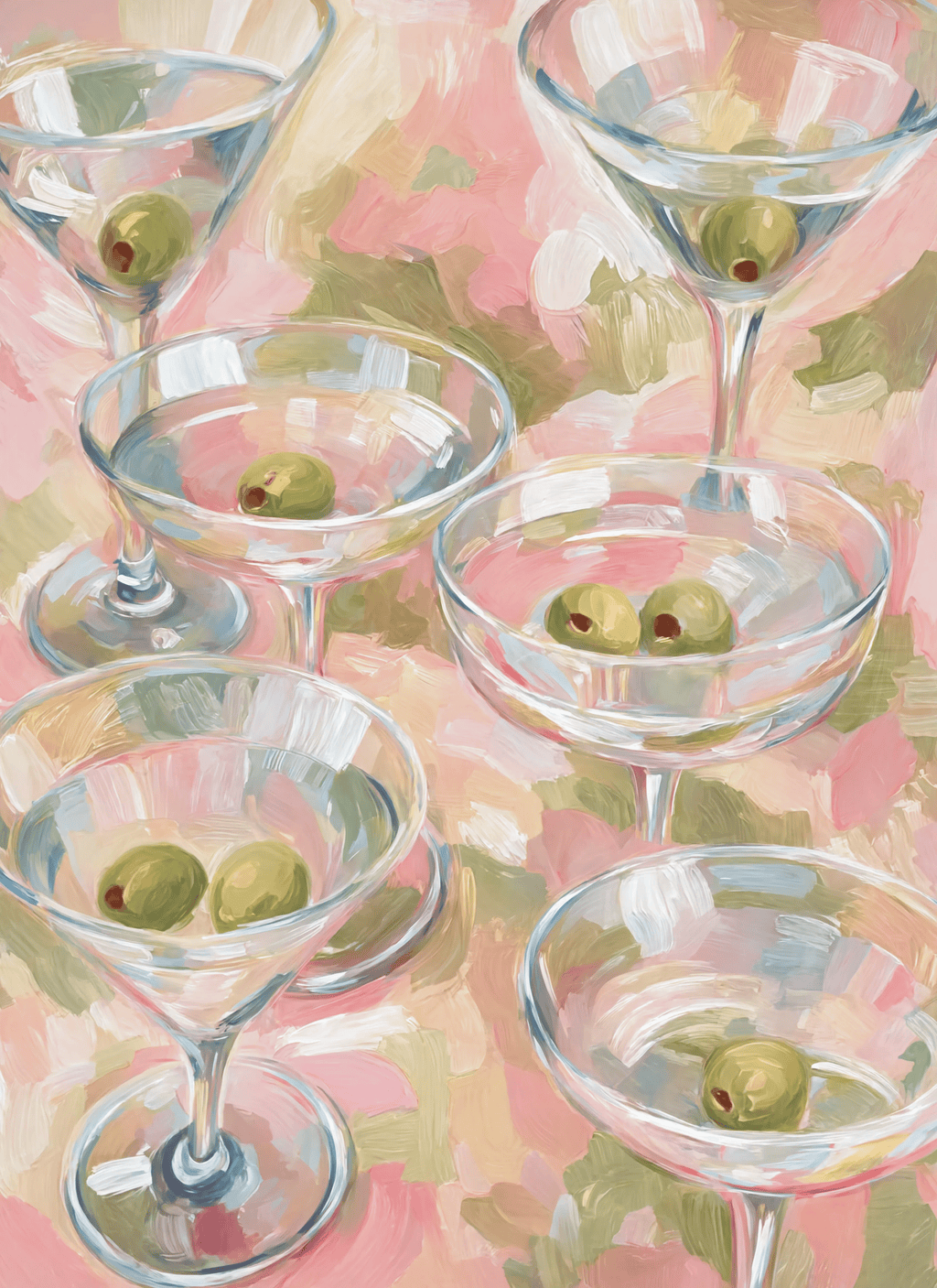 Pastel Martini Variation | Modern Cocktail Wall Art