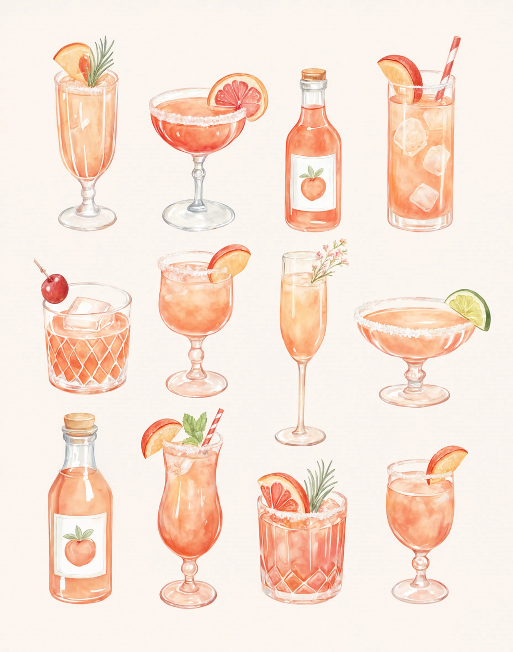 Peach Cocktail | Modern Kitchen Wall Art Print