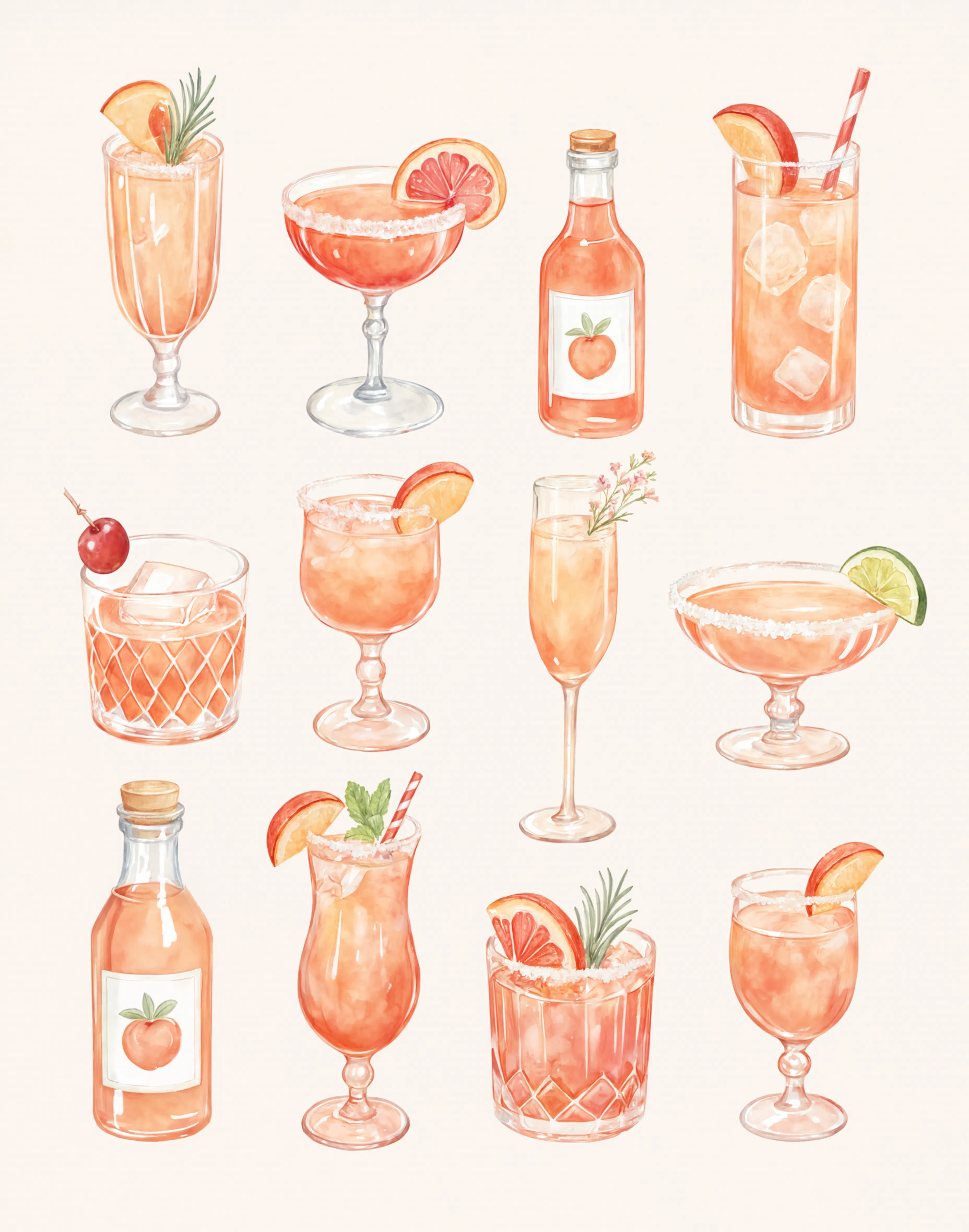 Peach Cocktail | Modern Kitchen Wall Art Print