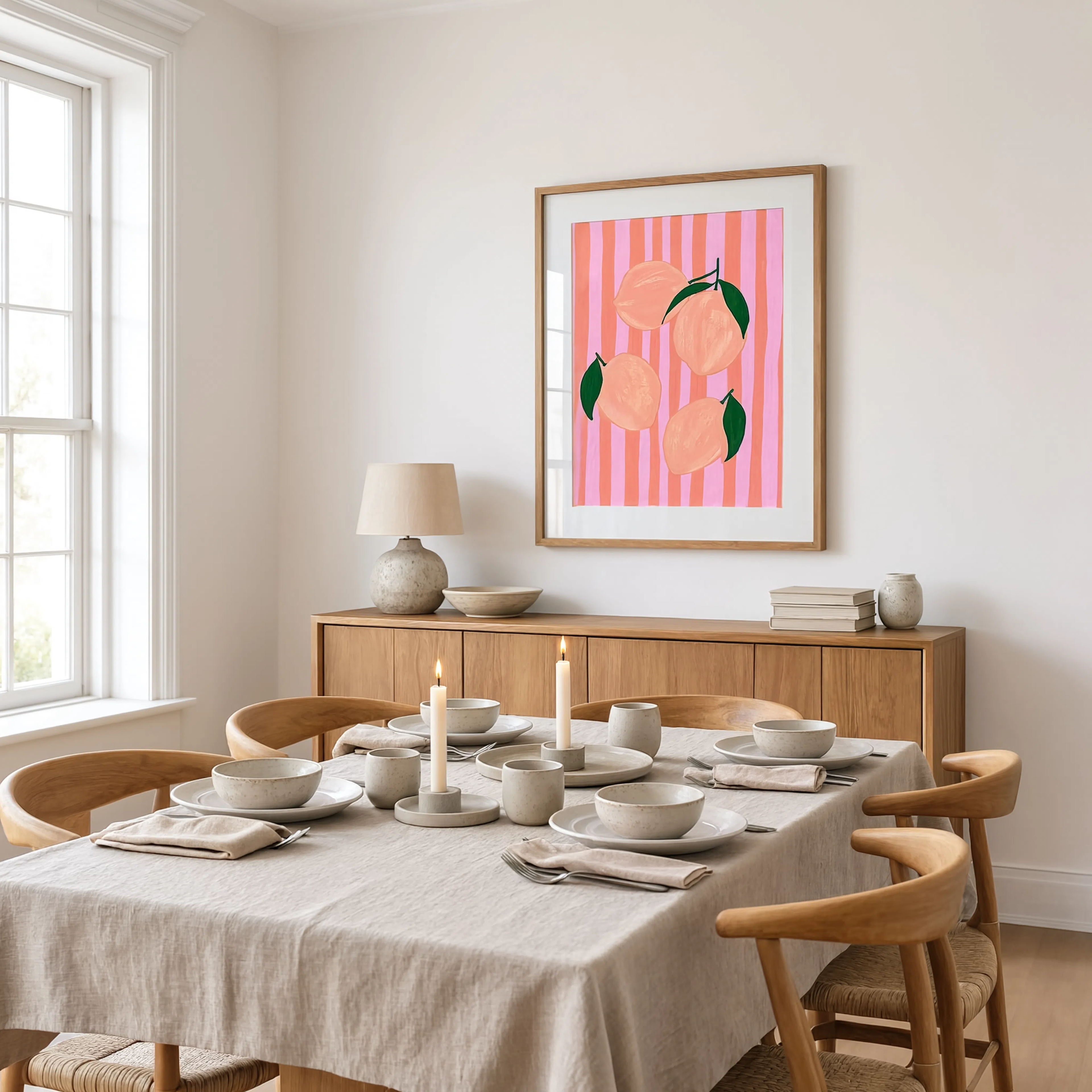 Fruit Print – Coral Hues | Contemporary Botanical Still Life Wall Art