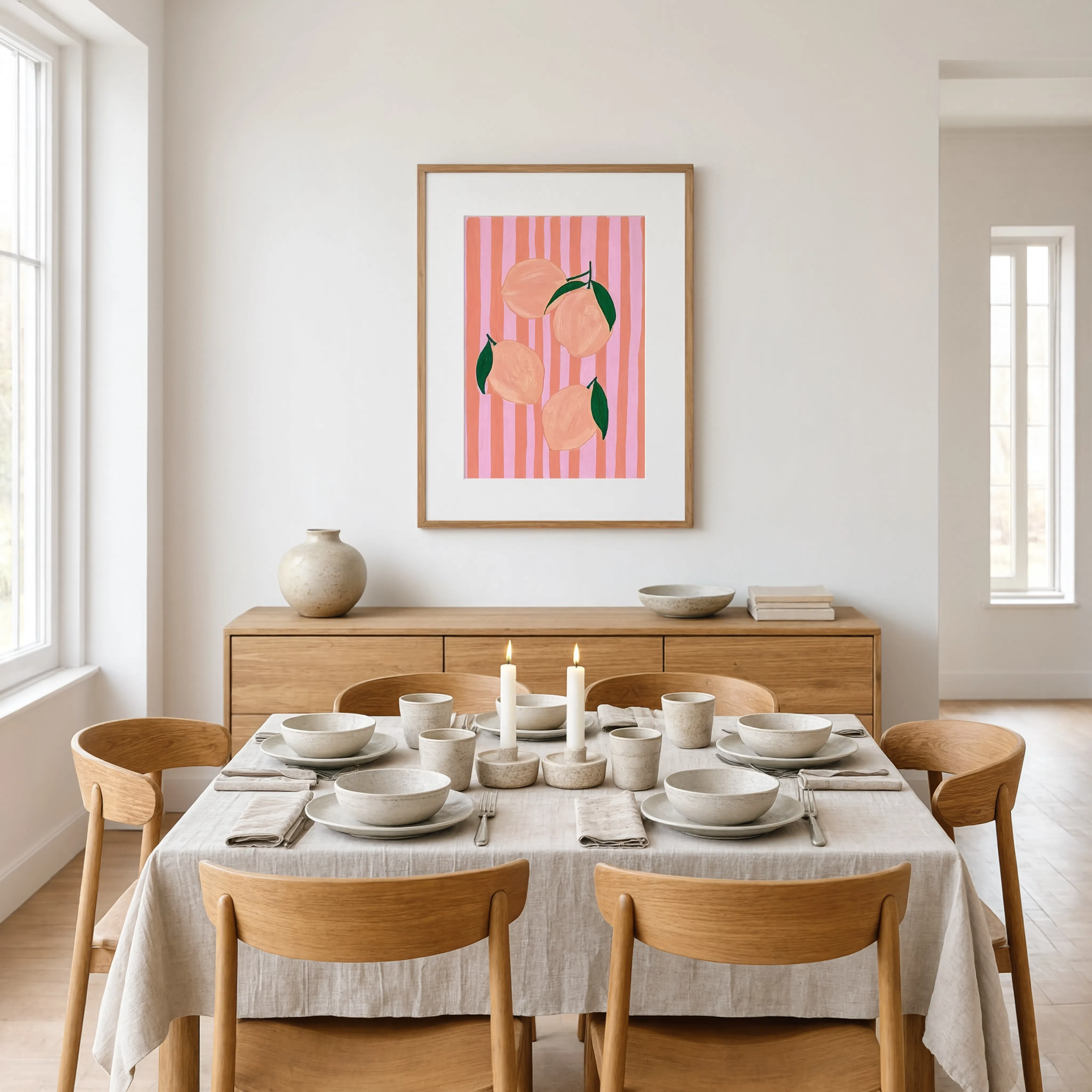 Fruit Print – Coral Hues | Contemporary Botanical Still Life Wall Art