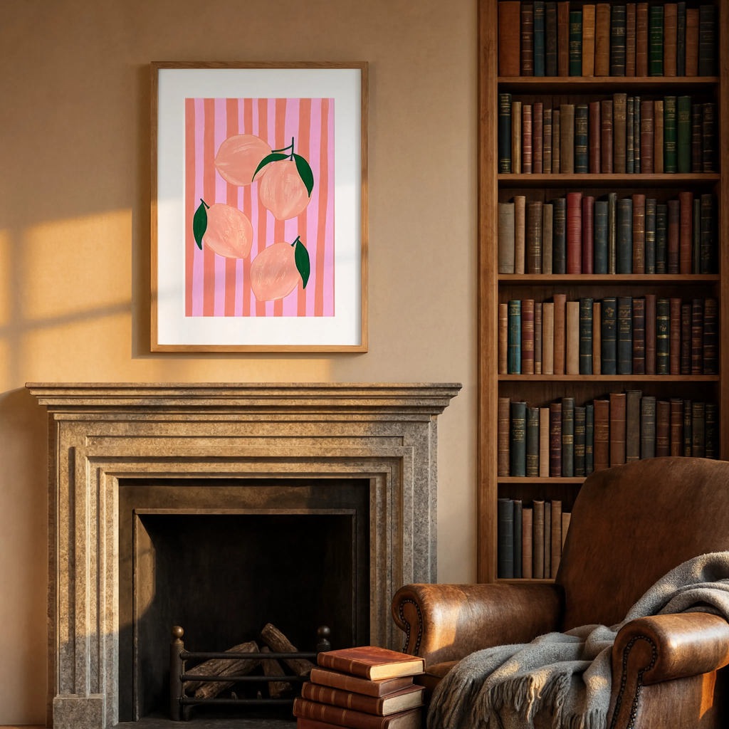 Fruit Print – Coral Hues | Contemporary Botanical Still Life Wall Art