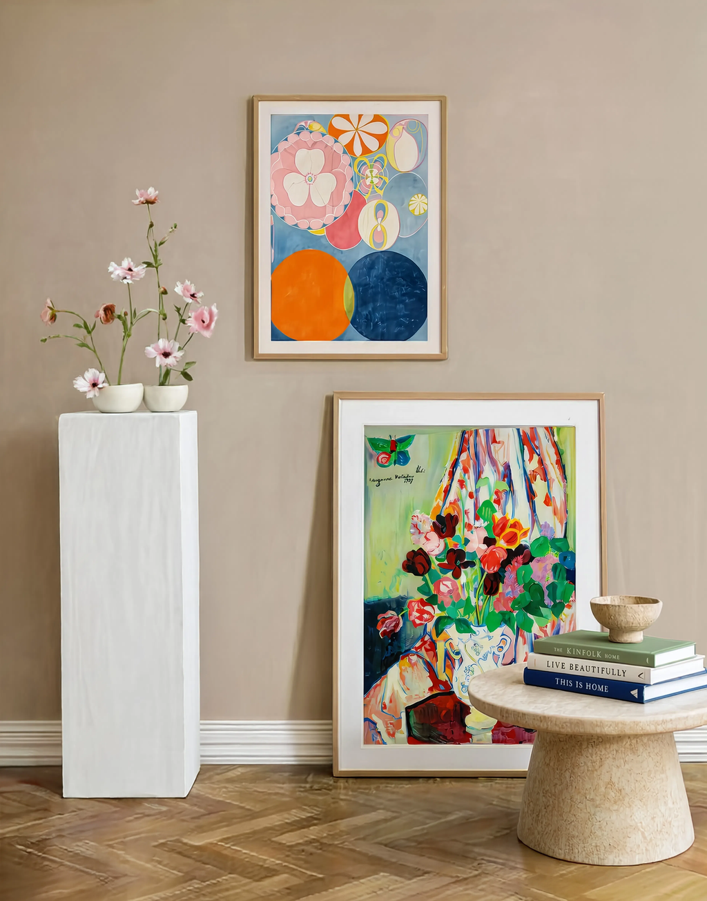 Set of 2 Modernist Wall Art Prints – Suzanne Valadon Tulips & Hilma af Klint Abstract Artwork