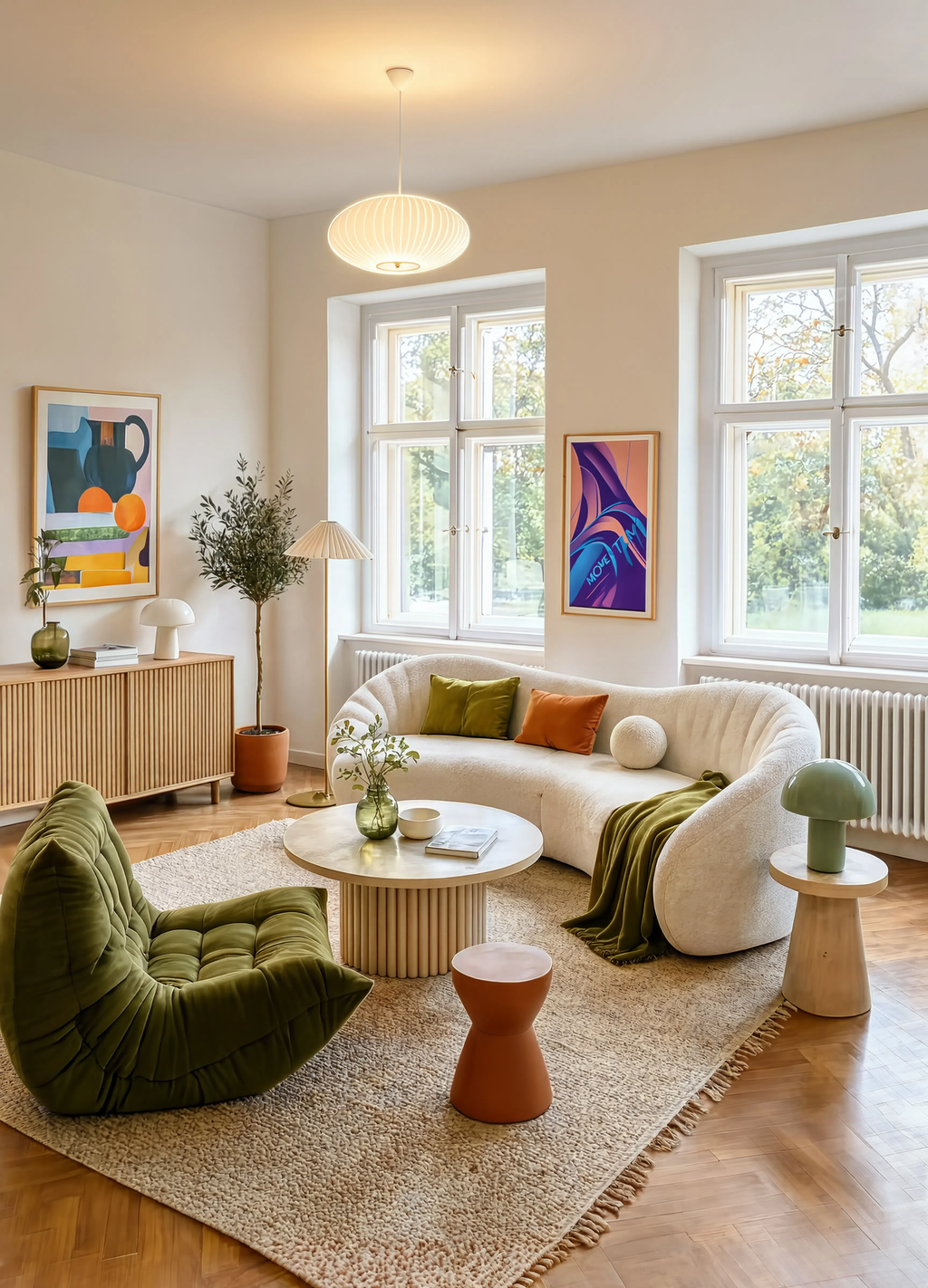 Set of 2 Modern Art Wall Prints – Vivid Momentum Gradient & Vilhelm Lundstrøm Still Life Gallery Set