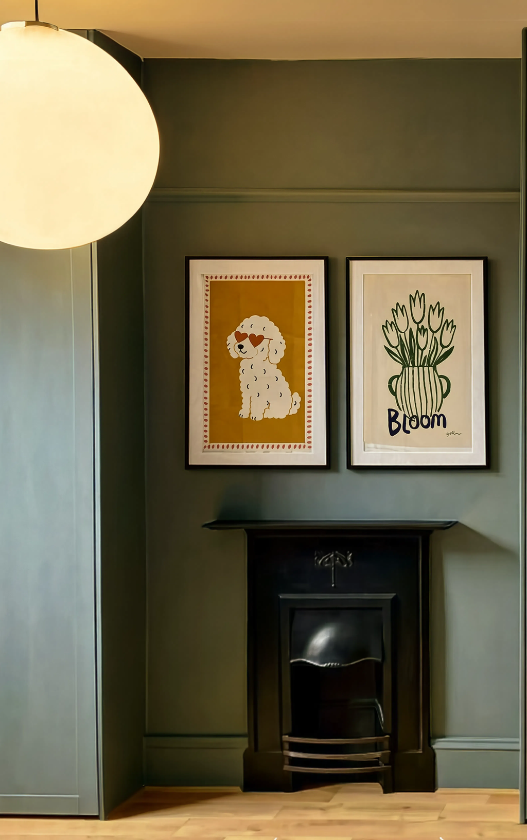 Set of 2 Bloom Floral & Playful Dog Prints | Contemporary Botanical & Animal Wall Art Set