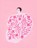 Pink Floral Figure | Contemporary Figurative Botanical Wall Art