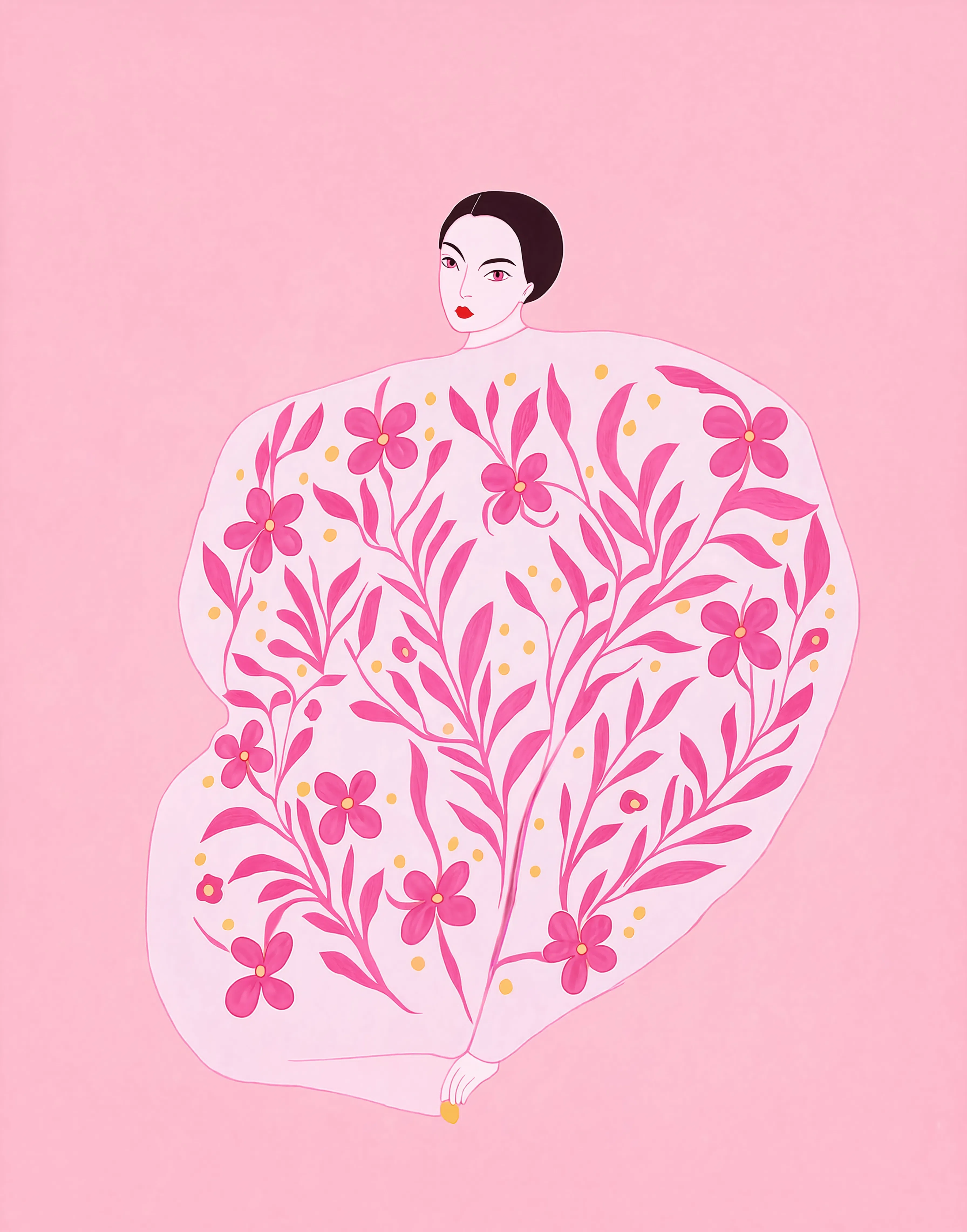 Pink Floral Figure | Contemporary Figurative Botanical Wall Art
