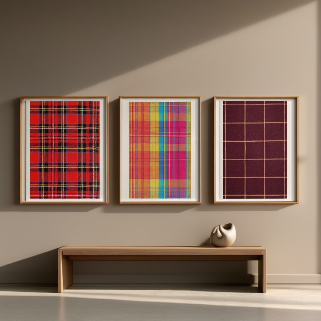 Set of 3 Wall Art Prints | Tartan, Plaid & Madras Patterns