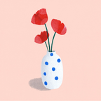 Polka Dot Vase | Contemporary Still Life Wall Art