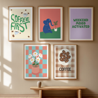 Colourful Electric Green – Weekend Mood Coffee 5-Prints