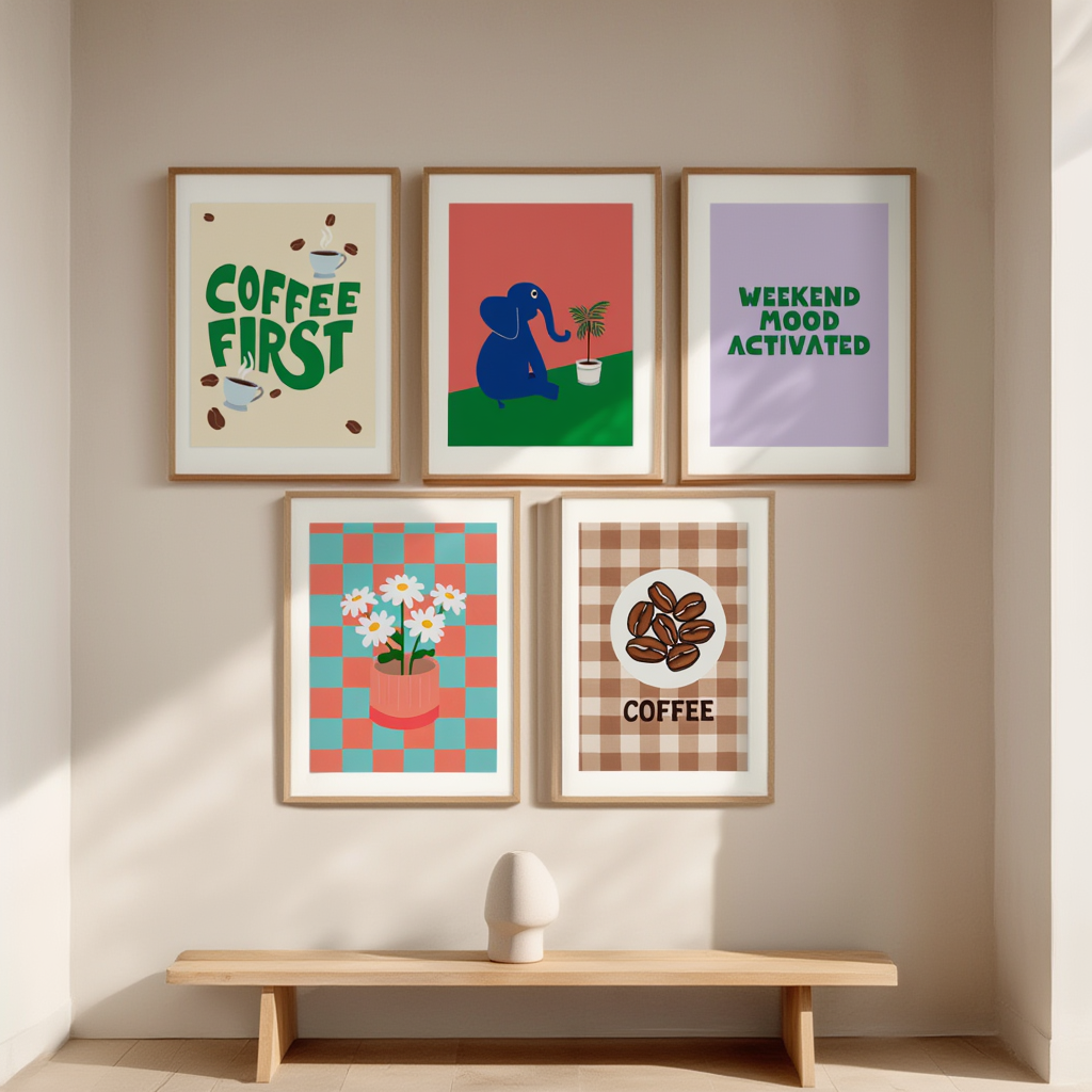 Colourful Electric Green – Weekend Mood Coffee 5-Prints