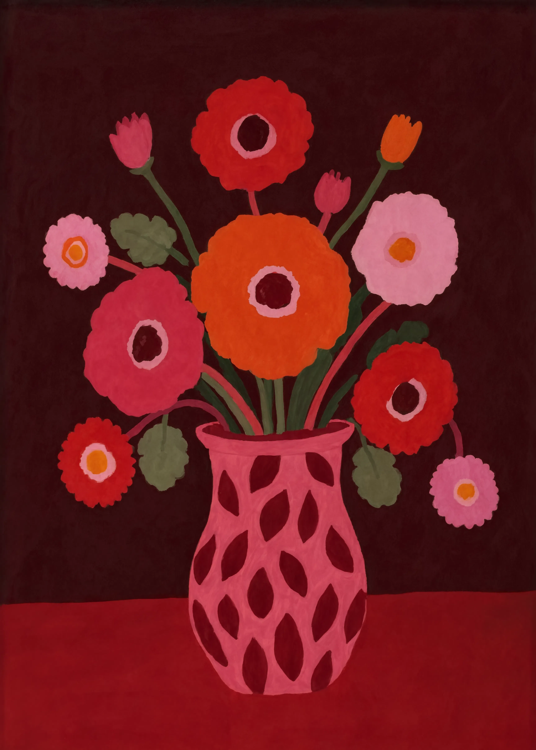 Poppy Bouquet Still Life I | Contemporary Floral Art Print