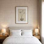 Monochrome Poppies in Striped Bowl | Contemporary Botanical Still Life Wall Art