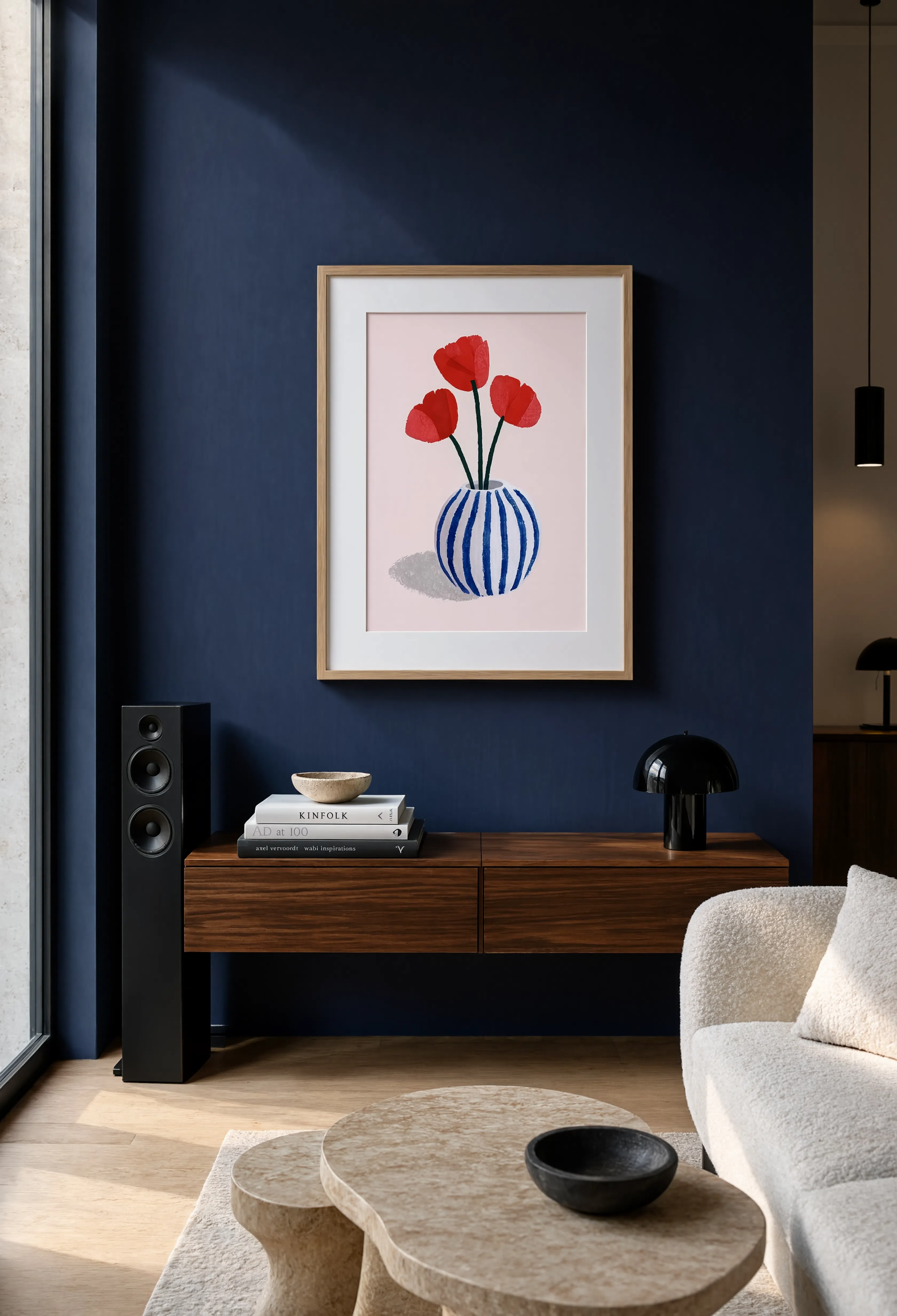 Round Striped Vase | Contemporary Still Life Wall Art
