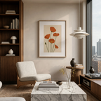 Terracotta Poppies | Contemporary Botanical Floral Wall Art