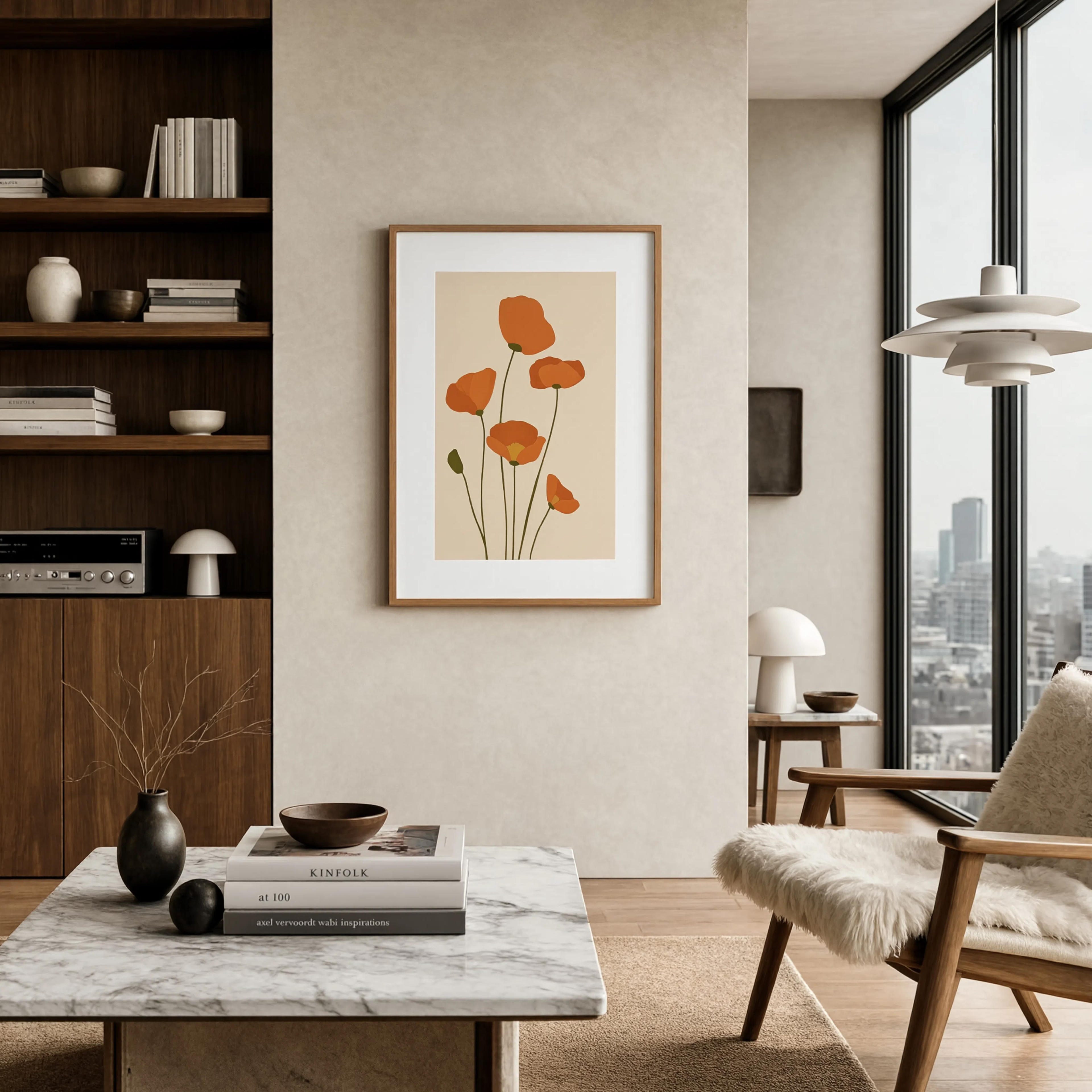 Terracotta Poppies | Contemporary Botanical Floral Wall Art